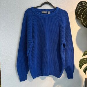 Vintage cobalt blue Knit Linen Cotton Sweater
